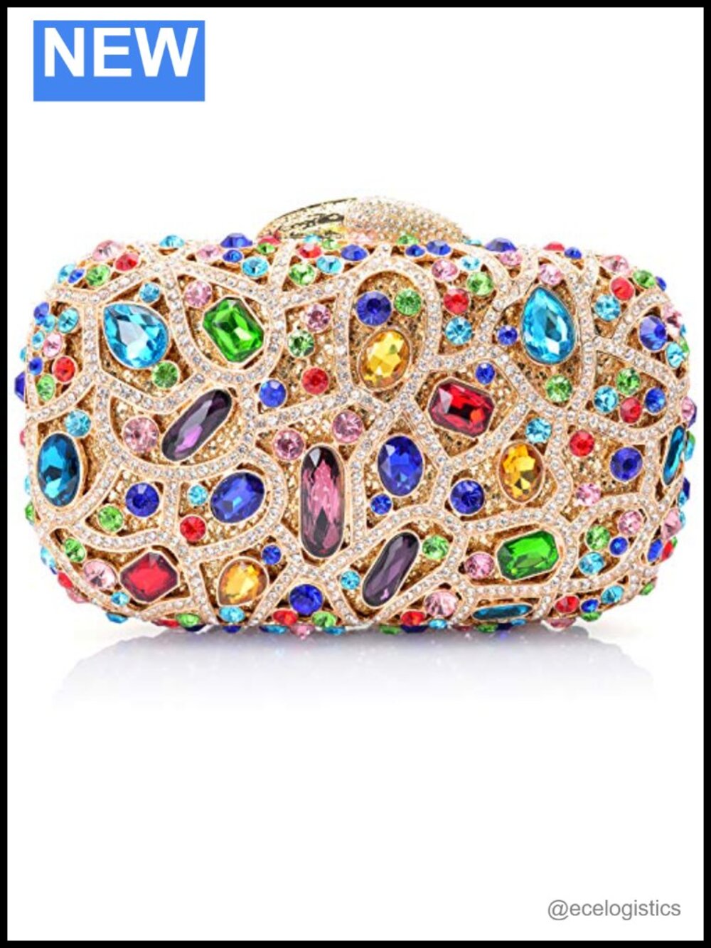 Crystal Rhinestone Clutch Evening Bag with Chain Wristlet